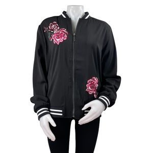 🌹Susan Graver Embroidered Peachskin Zip-Up Bomber Jacket🌹